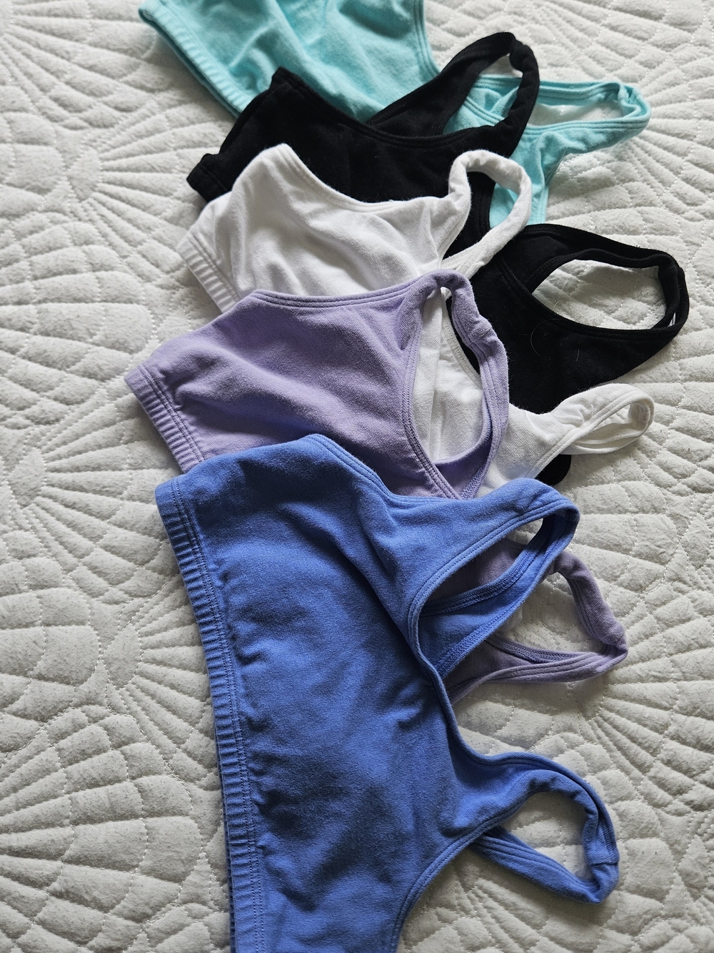 Fruit of the Loom Racerback Bralettes - Blue, Lavender, White, Black, Mint